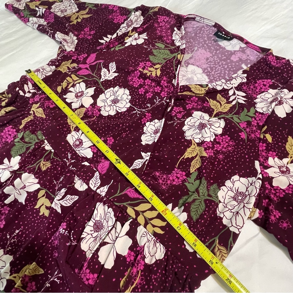 Torrid Torrid Purple Floral Faux-Wrap Dress Day - Picture 7 of 12
